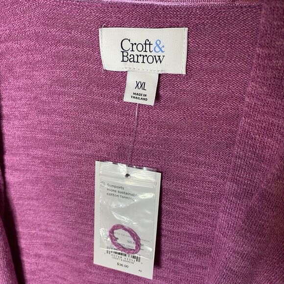 New Croft & Barrow Pink Orchid Open Front Knit Lightweight Cardigan Women’s XXL - Picture 2 of 9